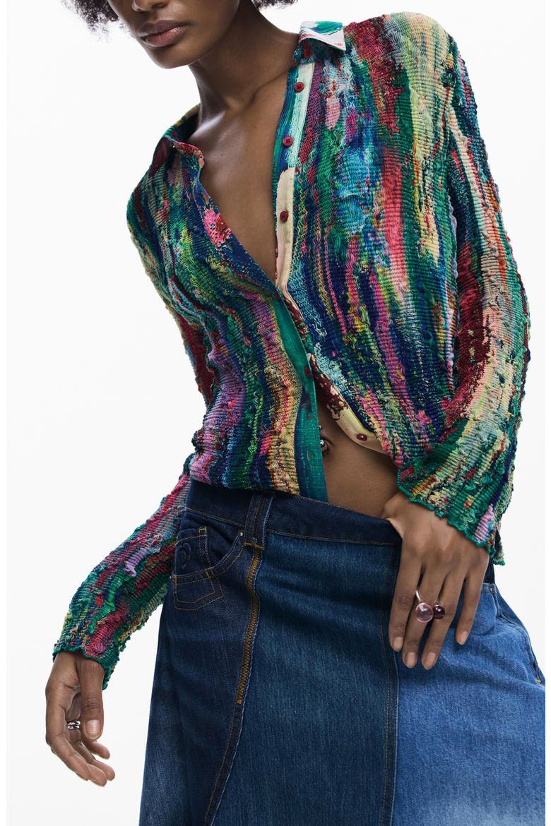 Patchwork A-Line Skirt, Alternate, color, DARK BLUE