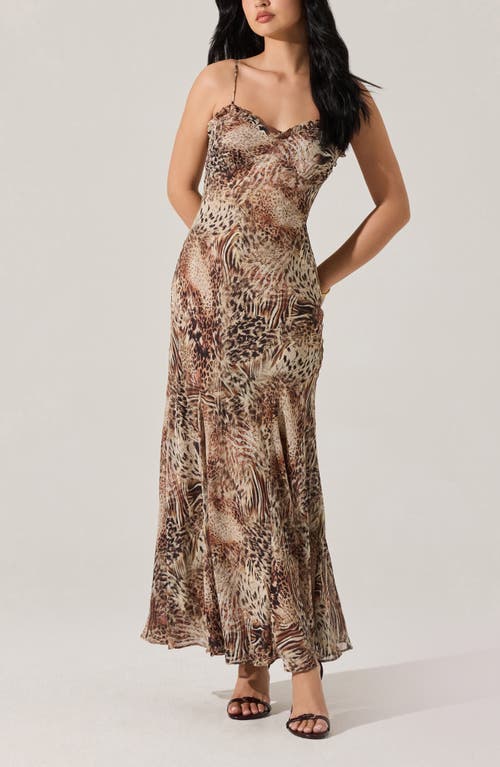 Astr The Label Maeryn Sweetheart Neck Dress In Brown