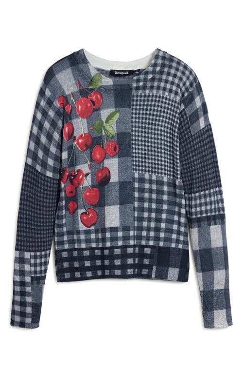 Desigual Crop Sweater In Blue