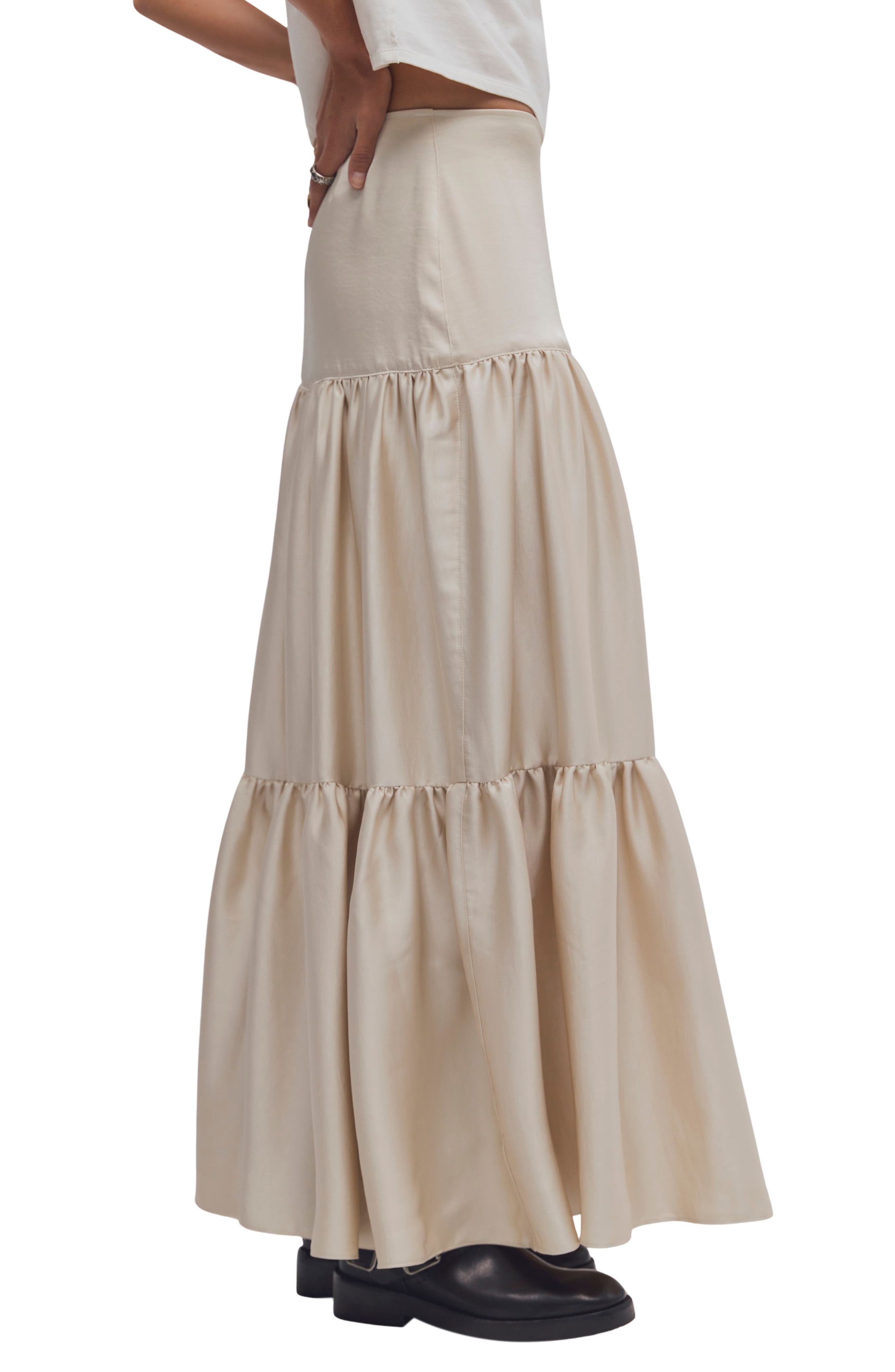 Free People Juliette Satin Tiered Maxi Skirt (Women) | Nordstrom
