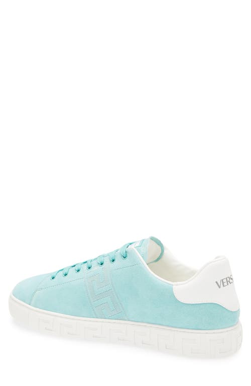 Versace Greca Suede Low Top Sneaker In Blue