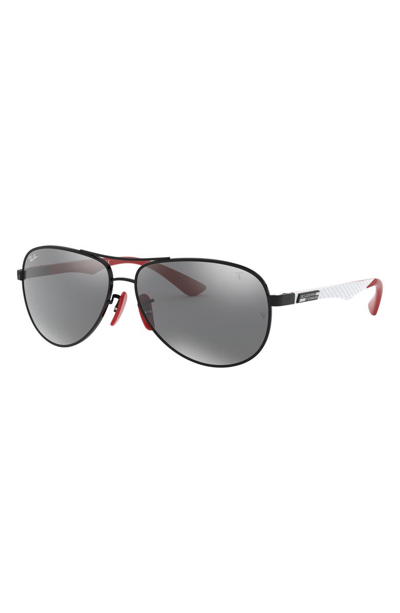 Ray-Ban x Scuderia Ferrari 61mm Pilot Sunglasses, Alternate, color, 