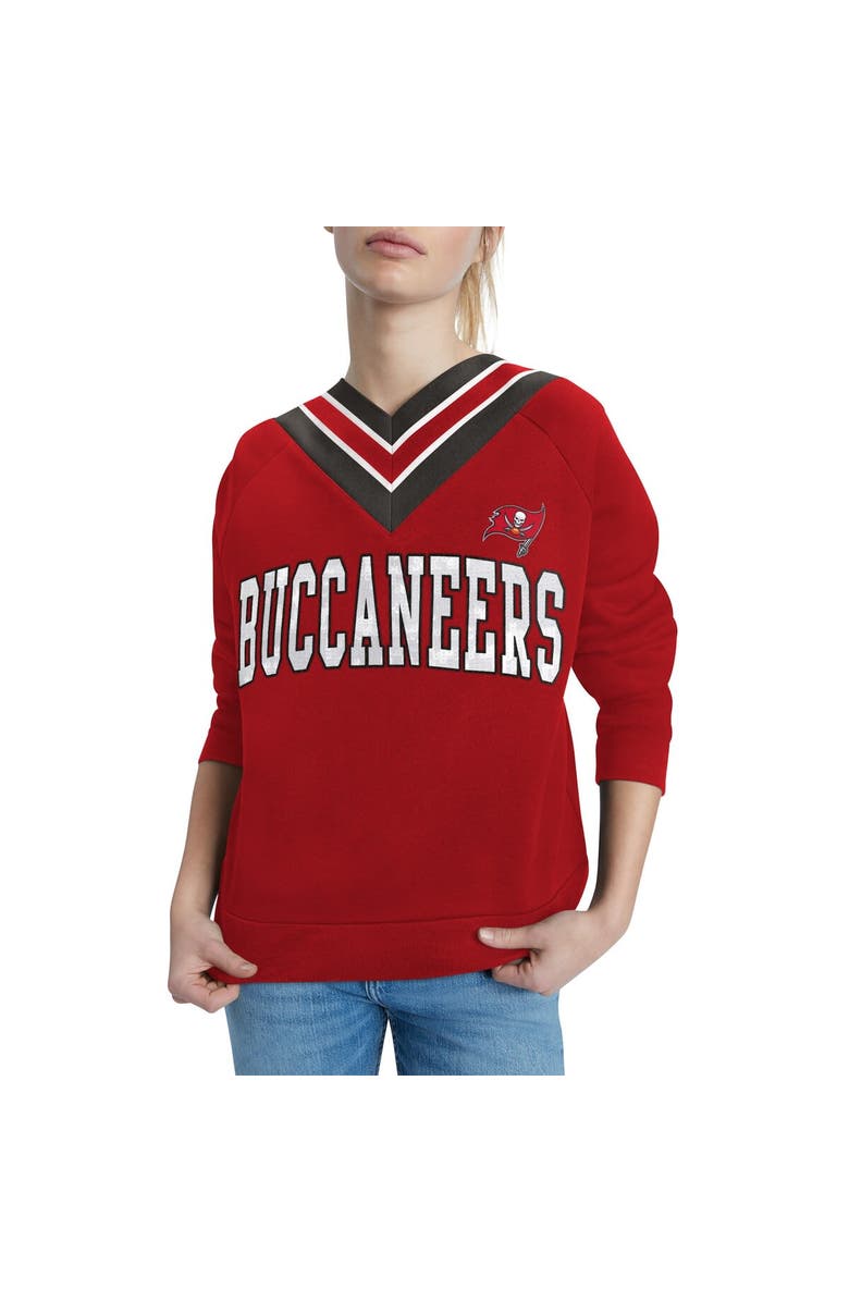 Tommy Hilfiger Women's Tommy Hilfiger Red Tampa Bay Buccaneers Heidi V-Neck Pullover Sweatshirt, Alternate, color, 