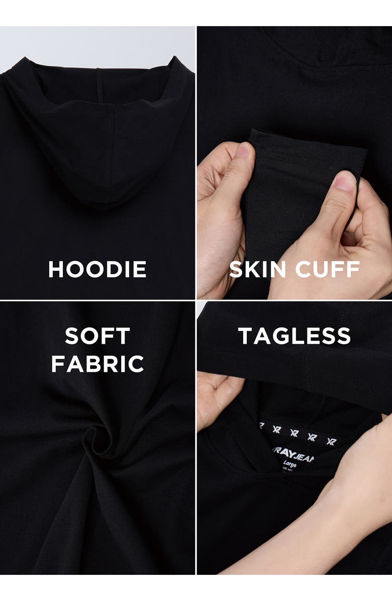 XRAY Kids' 3-Pack Hooded Long Sleeve Cotton T-Shirts, Alternate, color, Black/Black/Black