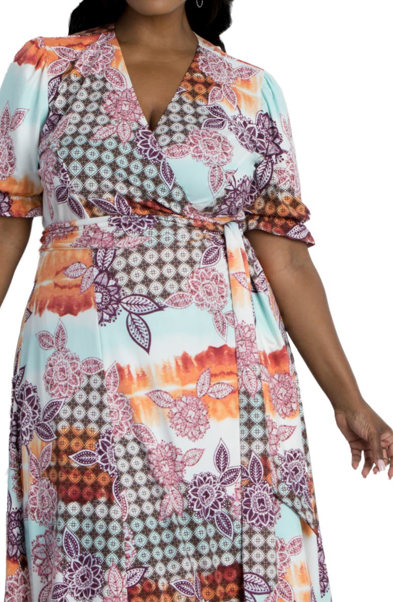 Kiyonna Tuscan Floral Wrap Dress, Alternate, color, 