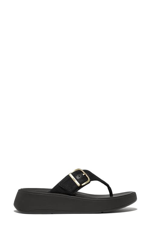 Fitflop F-mode Buckle Shimmerlux Platform Wedge Flip Flop In Black
