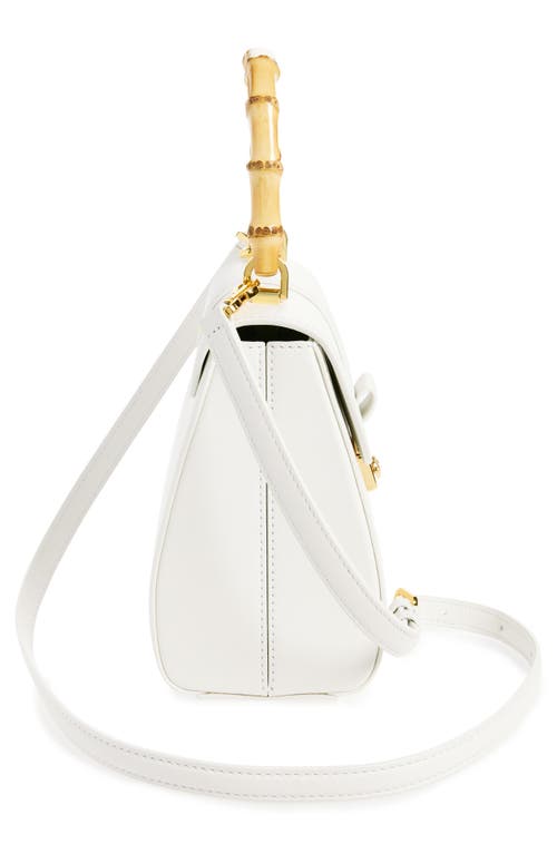 Shop Veronica Beard Avenue Leather Bamboo Top Handle Bag In Off White