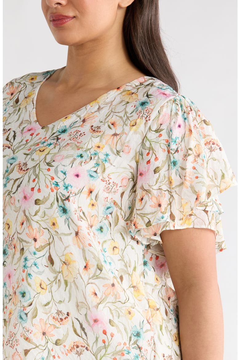 Print Tulip Sleeve Top, Alternate, color, ANTIQUE WHITE