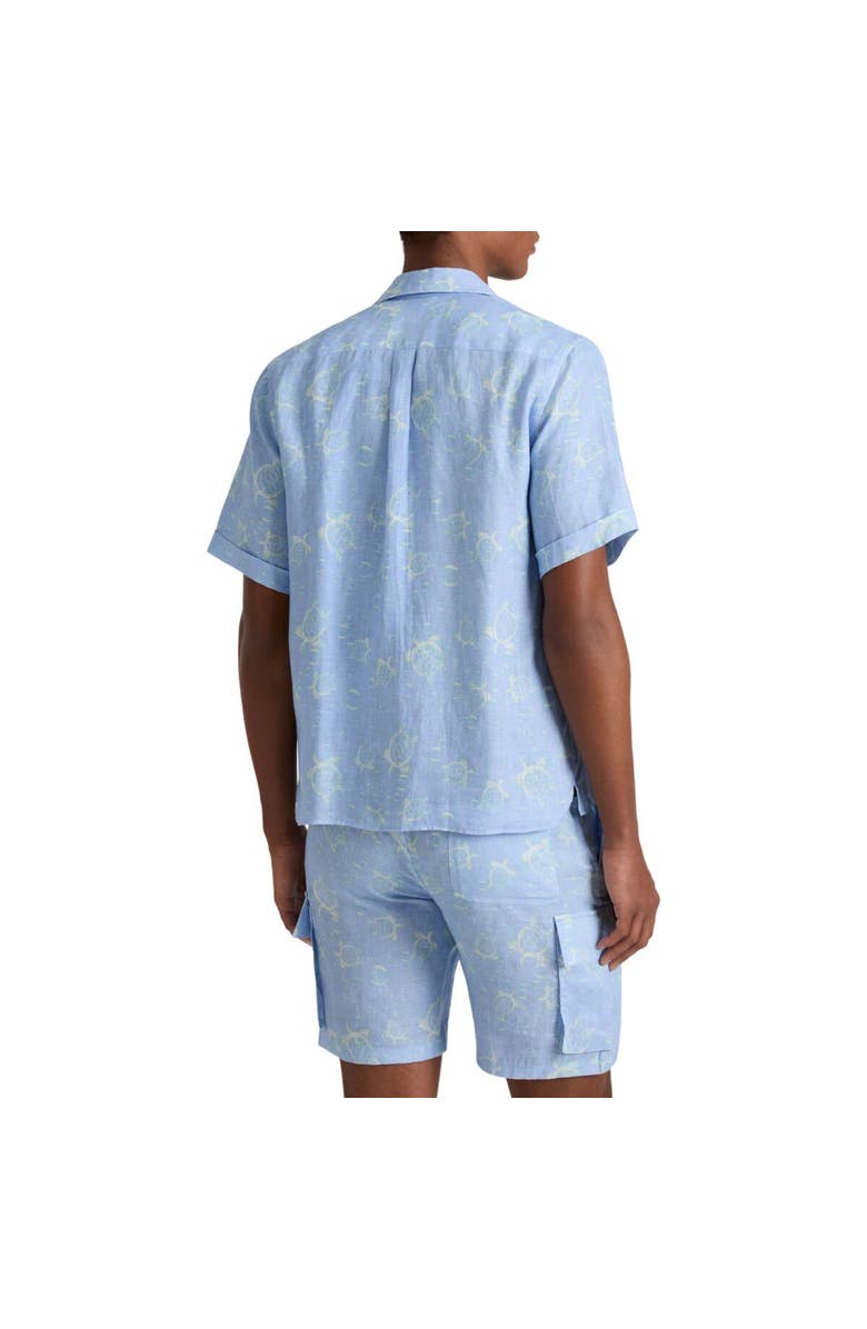 Vilebrequin Men Linen Bowling Shirt Bubble 3D, Alternate, color, Cyan