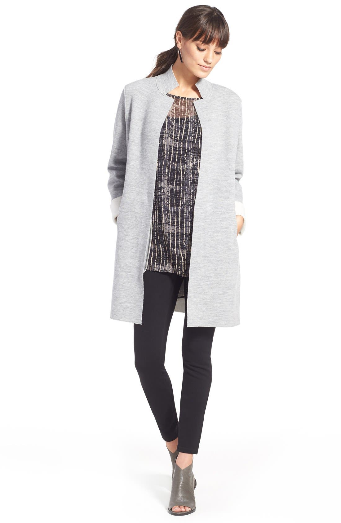 Eileen Fisher 'Ink' Open Toe Block Heel Bootie, Alternate, color, 