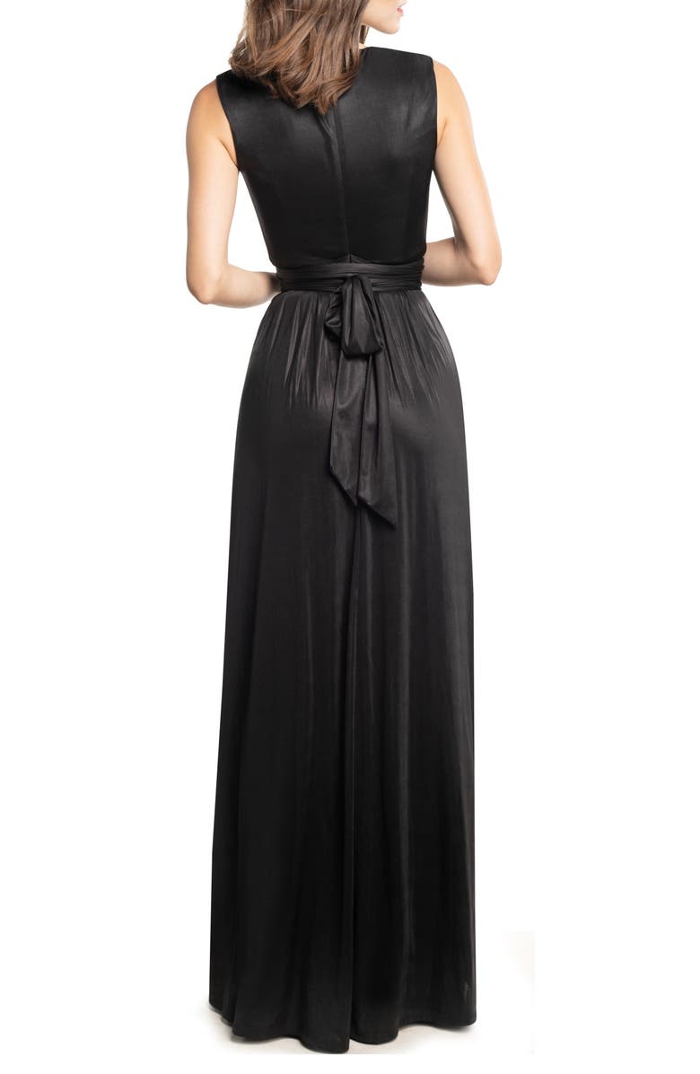 Dress the Population Krista Plunge Neck Side Slit Gown, Alternate, color,