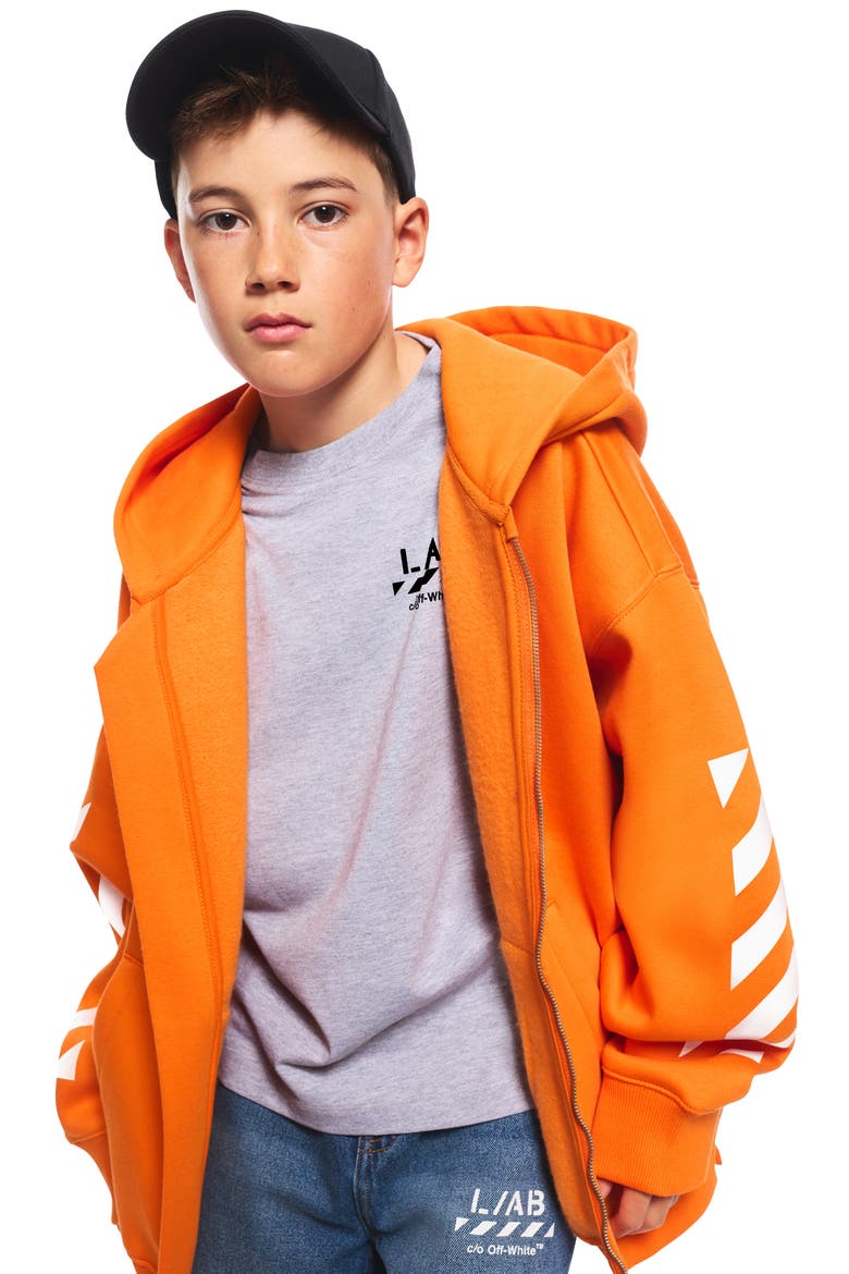 Kids' Diag Graphic Full Zip Hoodie, Alternate, color, ORANGE TIGER