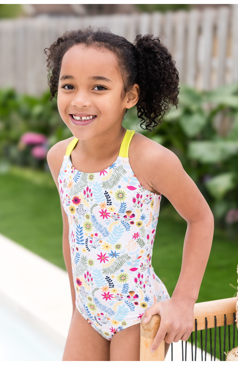 Splash About Girls Bathing Suit, Alternate, color, Jungle Lime