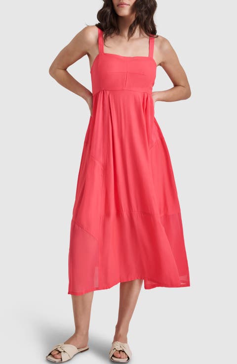 Paneled Mixed Media Midi Dress