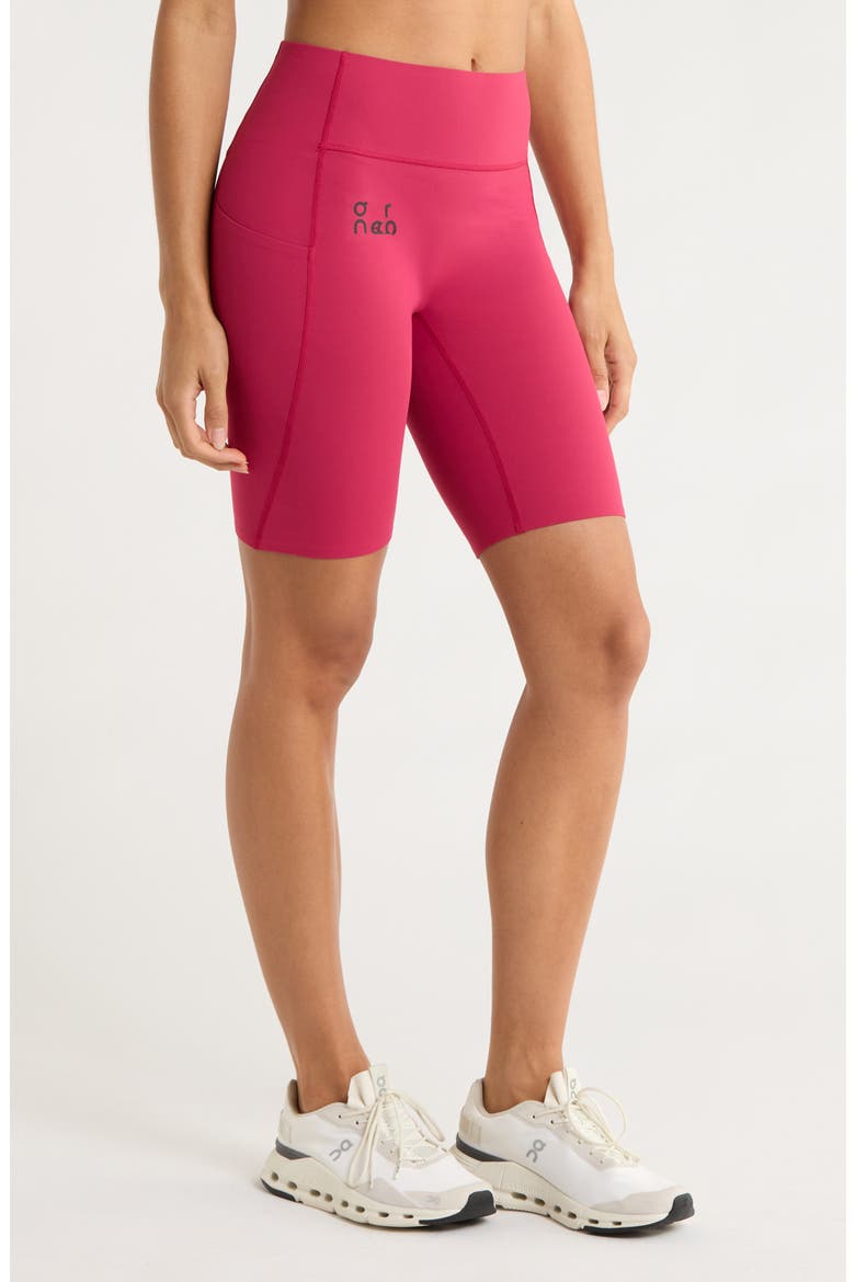 Studio High Waist Bike Shorts, Alternate, color, GRENADINE