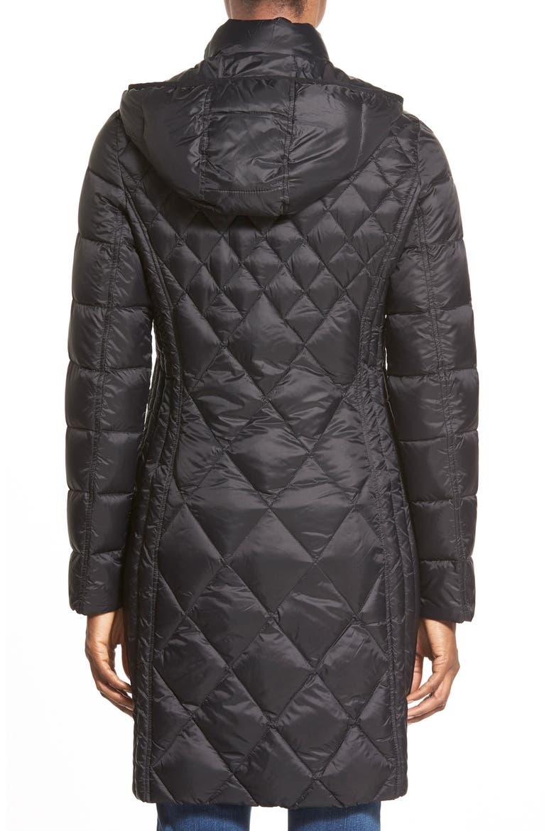 Packable Diamond Quilted Down Coat, Alternate, color, BLACK