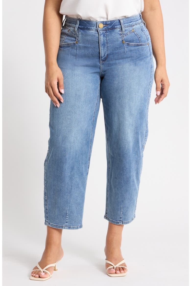 High Waist Ankle Barrel Leg Jeans, Main, color, MID BLUE ARTISINAL
