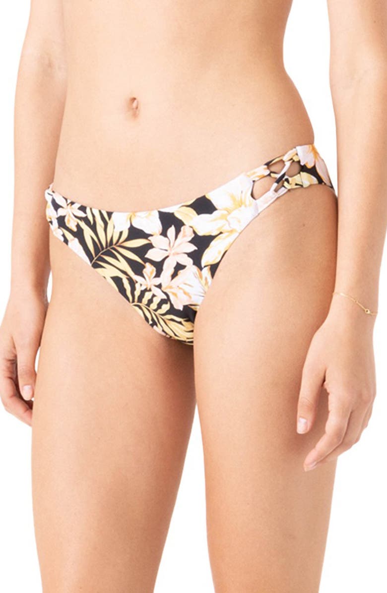 Roxy Tropical Hipster Bikini Bottoms, Alternate, color, Black Multi