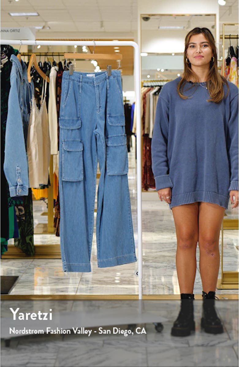 Relaxed High Waist Straight Leg Cargo Jeans, sales video thumbnail