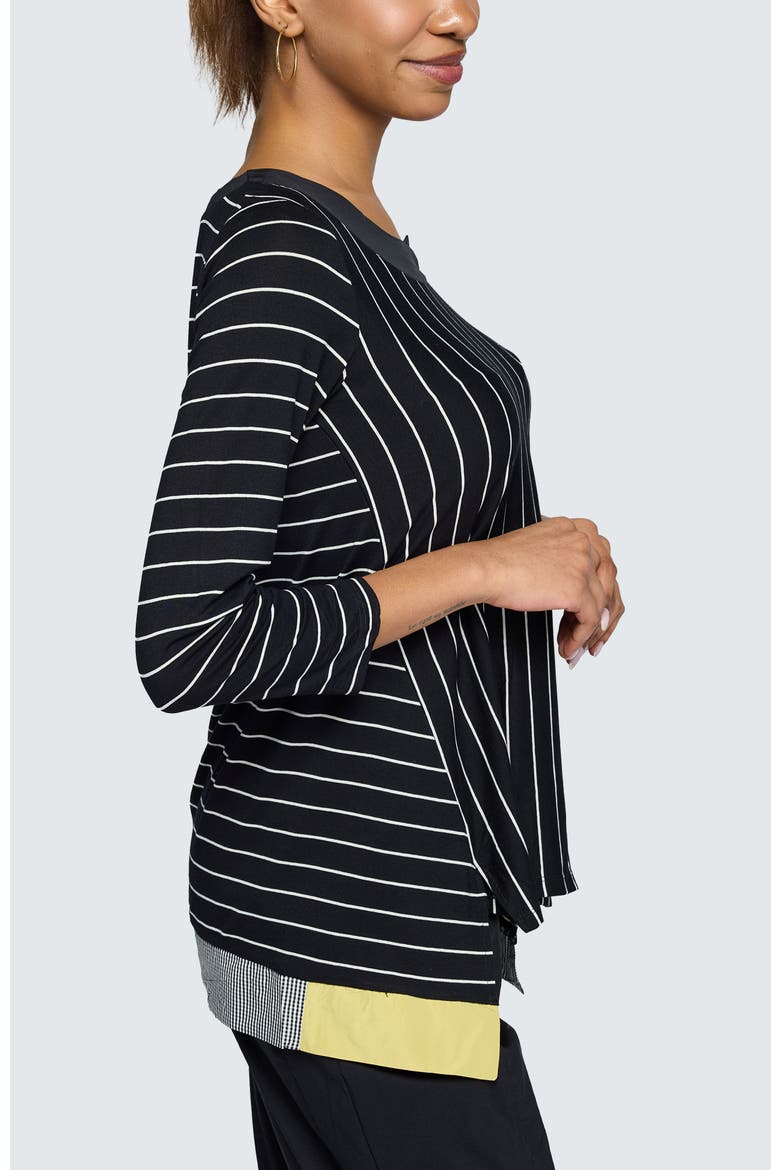 Nova Striped Viscose Jersey Blouse, Alternate, color, Black