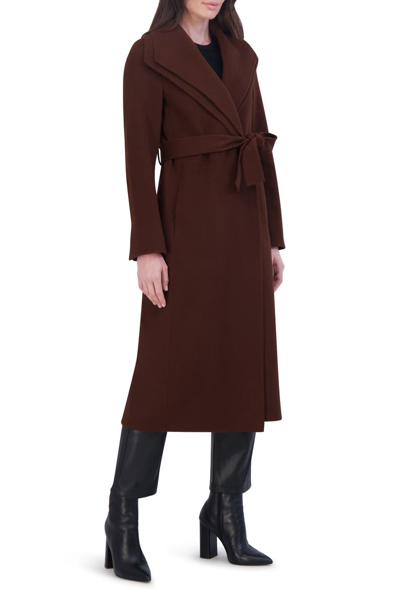 Tahari Elliot Tie Waist Wool Blend Coat, Alternate, color, 