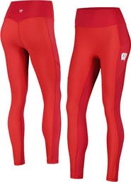 KADYLUXE Women's Red Wisconsin Badgers 7/8 Mixed Media Pocket iLeggings
