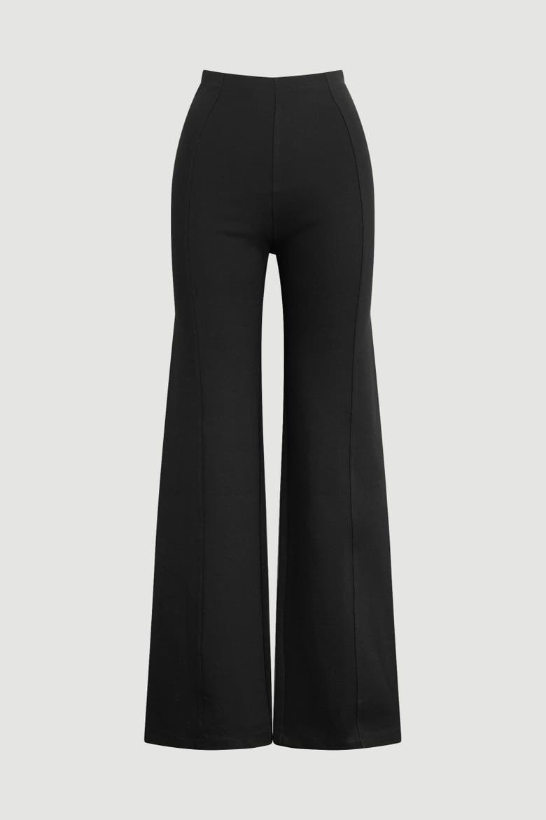 Anh Wide-Leg Ponte Stretch Pant, Alternate, color, Black