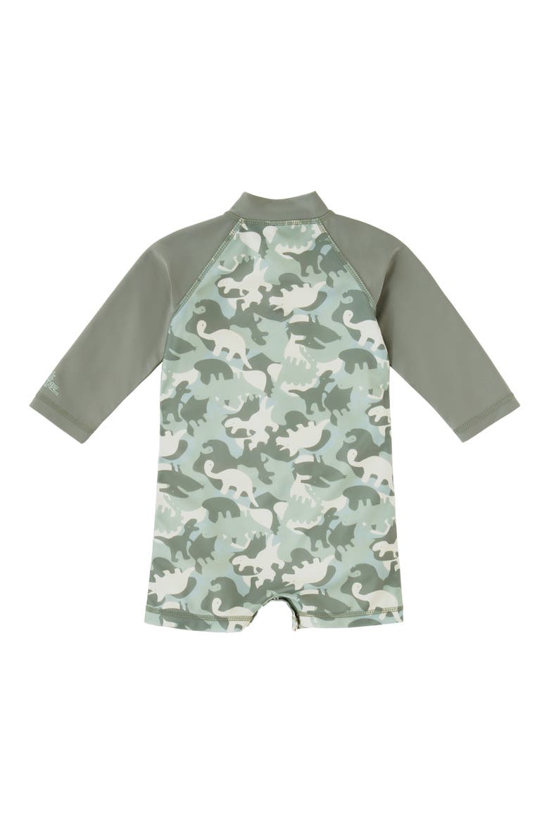 Long Sleeve Swim Romper, Alternate, color, Camo Dinos