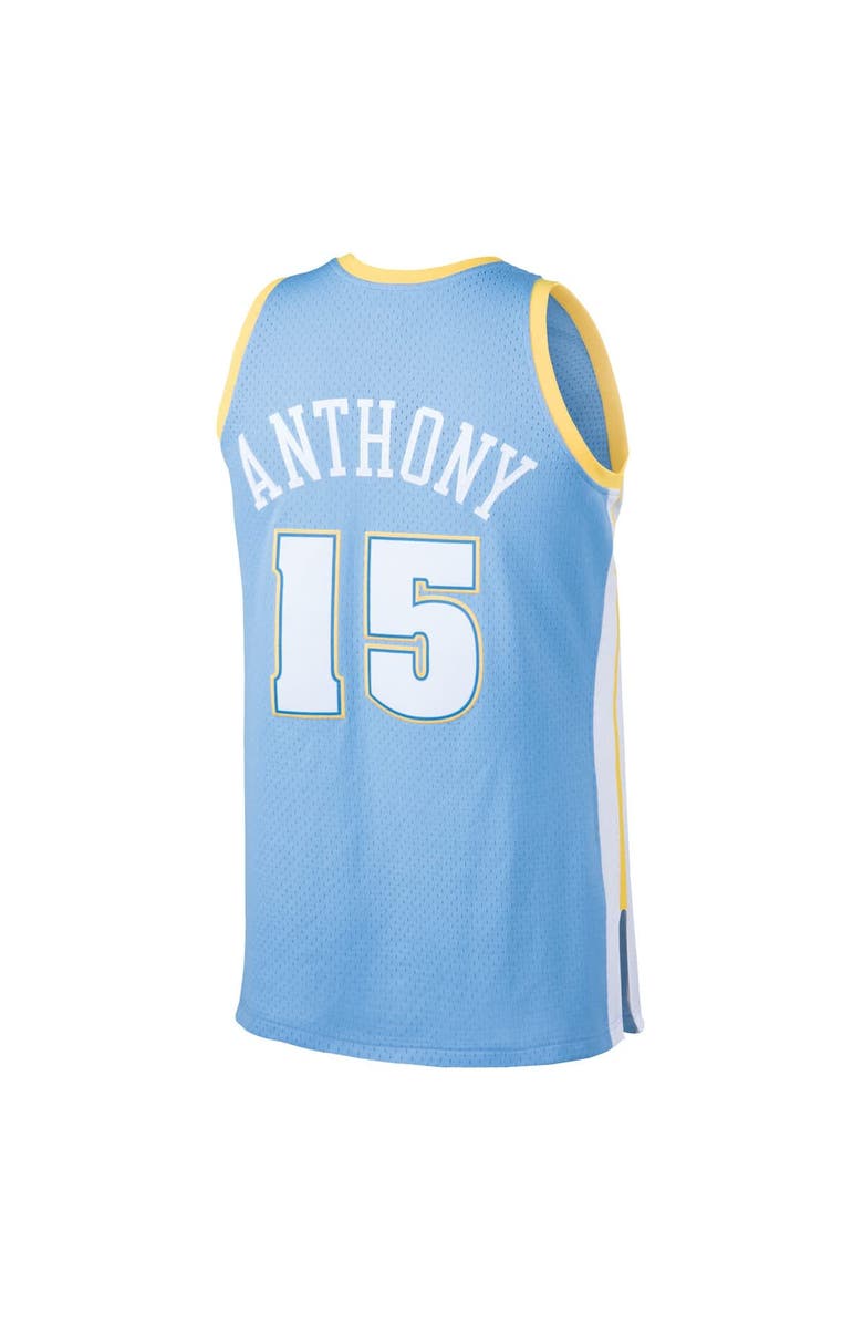 Mitchell & Ness Men's Mitchell & Ness Carmelo Anthony Light Blue Denver Nuggets Hardwood Classics Swingman Jersey, Alternate, color,