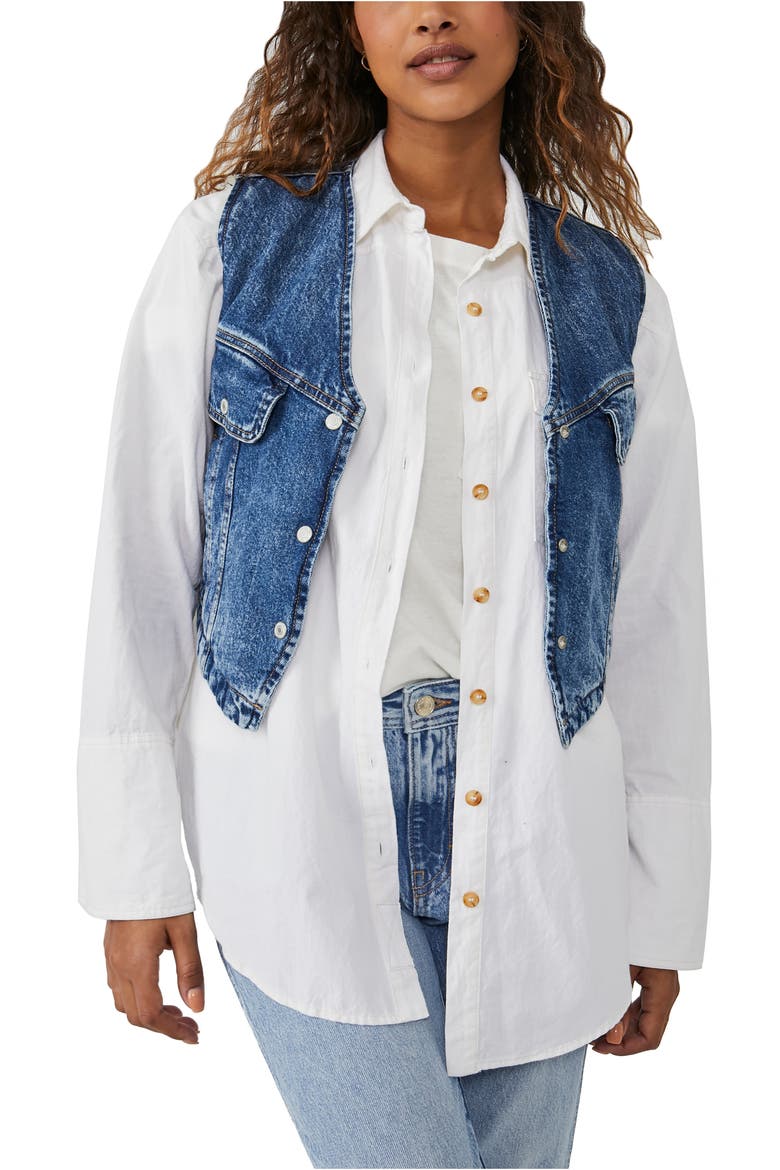 Florence Ranch Crop Denim Vest, Alternate, color, LIGHT BLUE