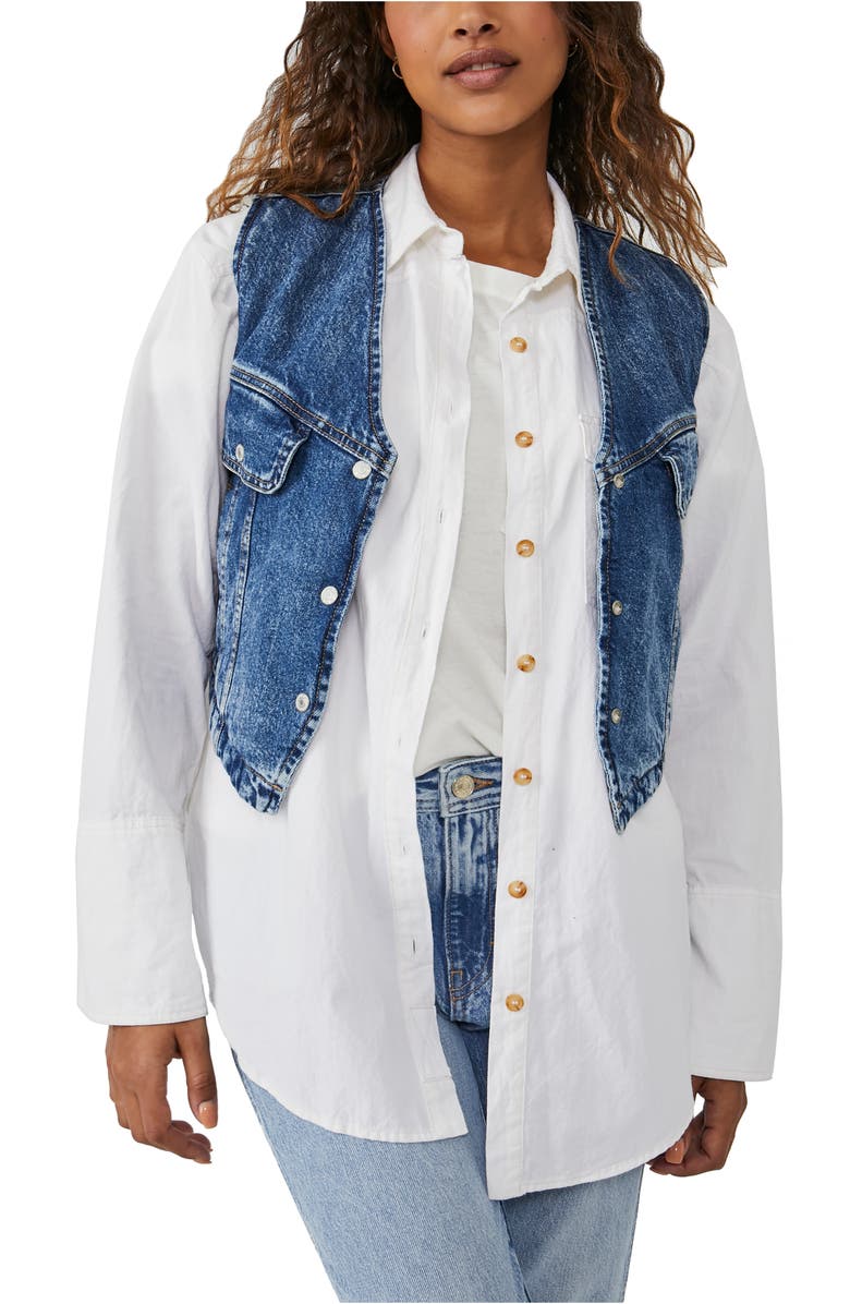 Free People Florence Ranch Crop Denim Vest, Alternate, color, 