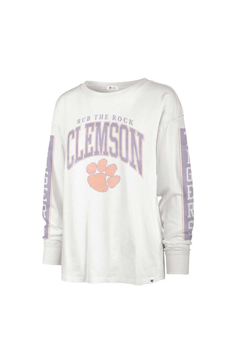 '47 Women's '47 Cream Clemson Tigers Statement SOA 3-Hit Long Sleeve T-Shirt, Alternate, color, White