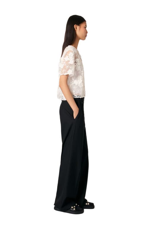 Maje Embroidered Short-sleeved Top In White