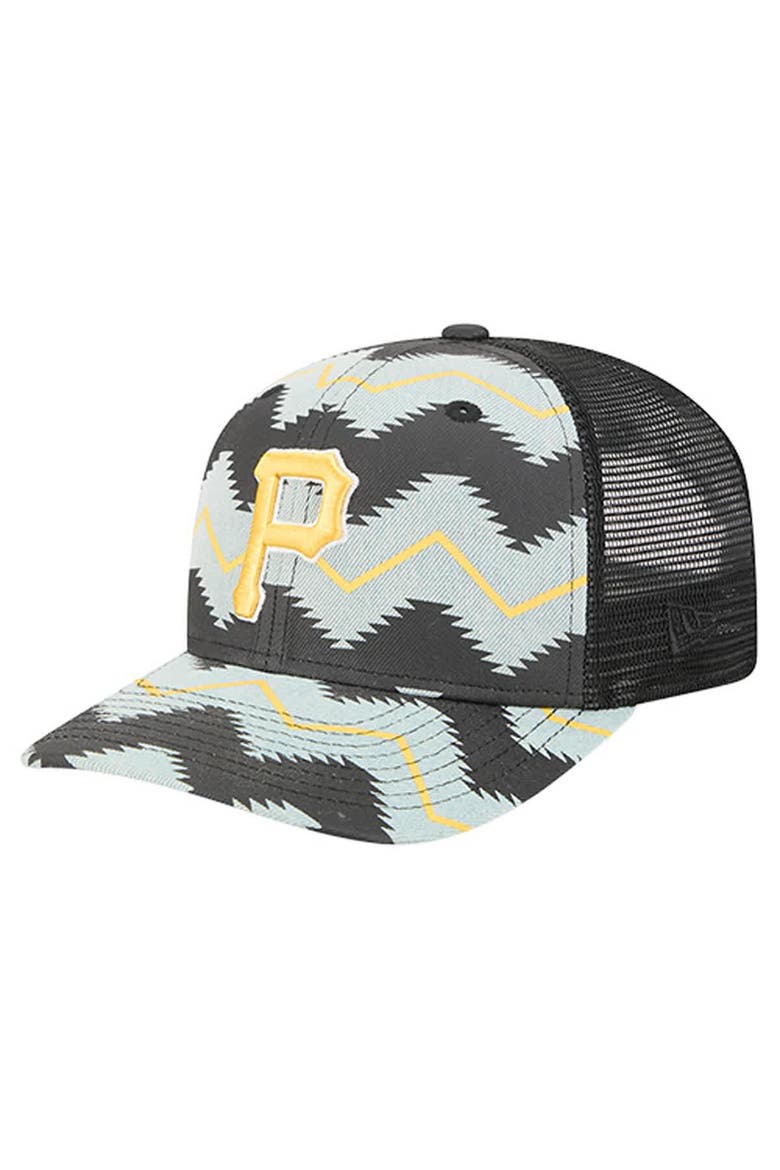 Men's New Era Denim/Black Pittsburgh Pirates Aztec Denim 9SEVENTY Adjustable Hat, Main, color, Denim