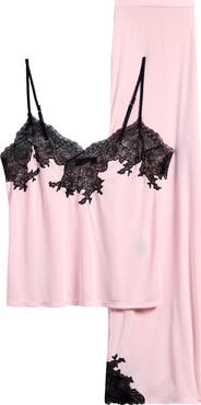 Natori Enchant Lace Trim Satin Pajamas