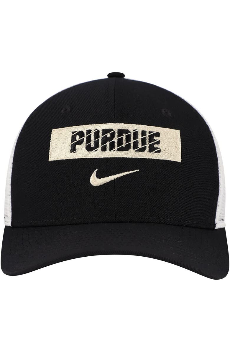 Nike Men's Nike Black Purdue Boilermakers 2024/25 Sideline Rise Trucker Adjustable Hat, Alternate, color, 