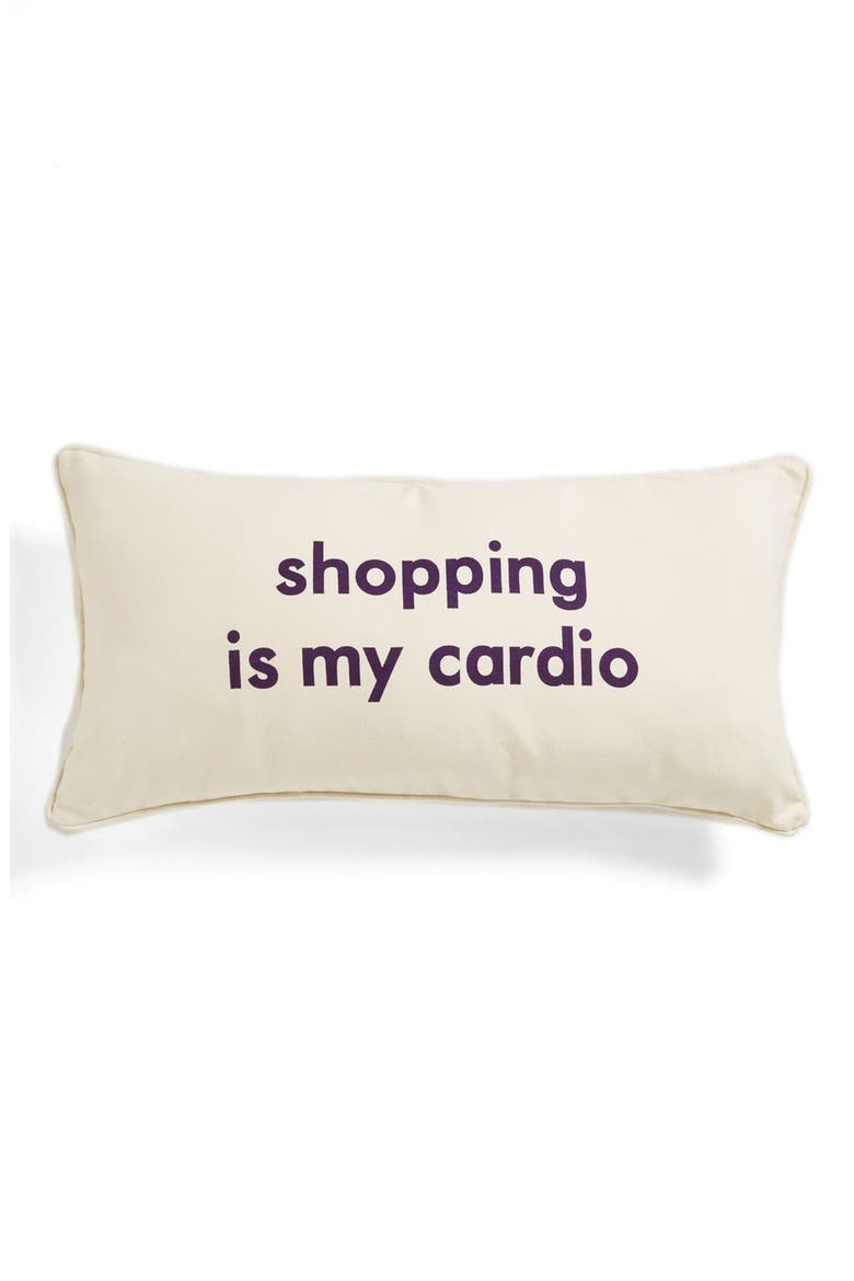 'Shopping Is My Cardio' Pillow, Main, color, CREAM