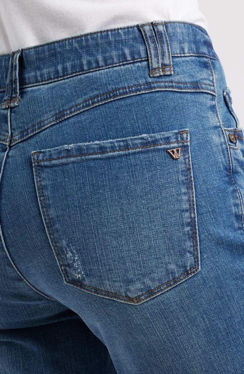 Wit & Wisdom Tatum 'Ab'Solution Frayed High Waist Ankle Bootcut Jeans, Alternate, color, Mid Blue Artisanal