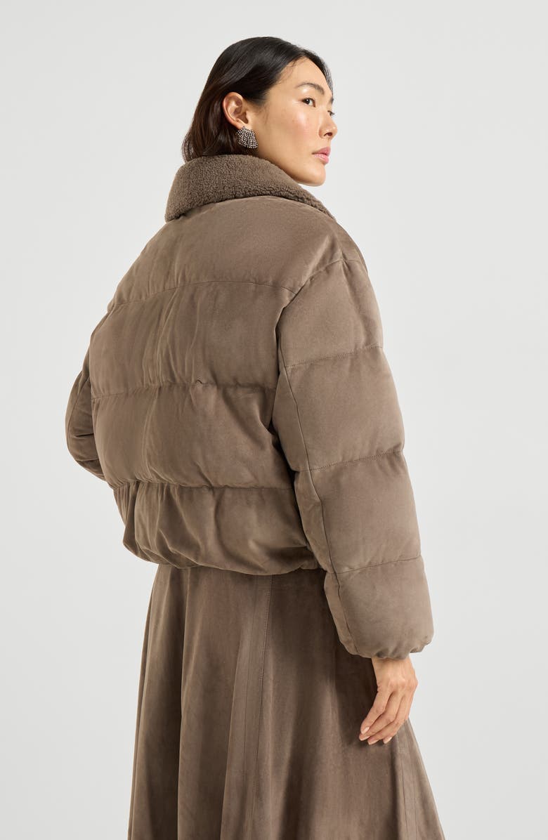 Brunello Cucinelli Suede down jacket, Alternate, color, Mud