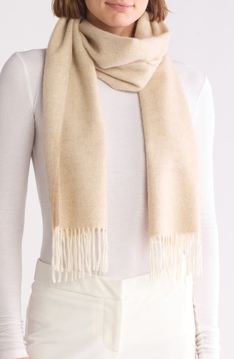 Amicale popular Cashmere Wool BeigeWhite Herringbone Wrap Scarf