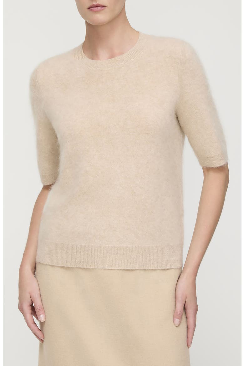 Brushed Cashmere Crewneck Sweater, Main, color, NATURAL MELANGE