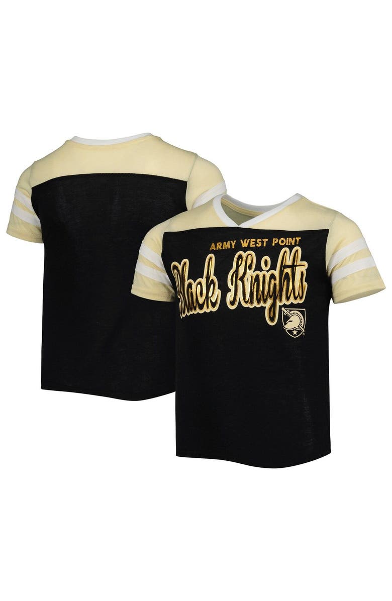 COLOSSEUM Girls Youth Colosseum Black Army Black Knights Practically Perfect Striped T-Shirt, Main, color, 