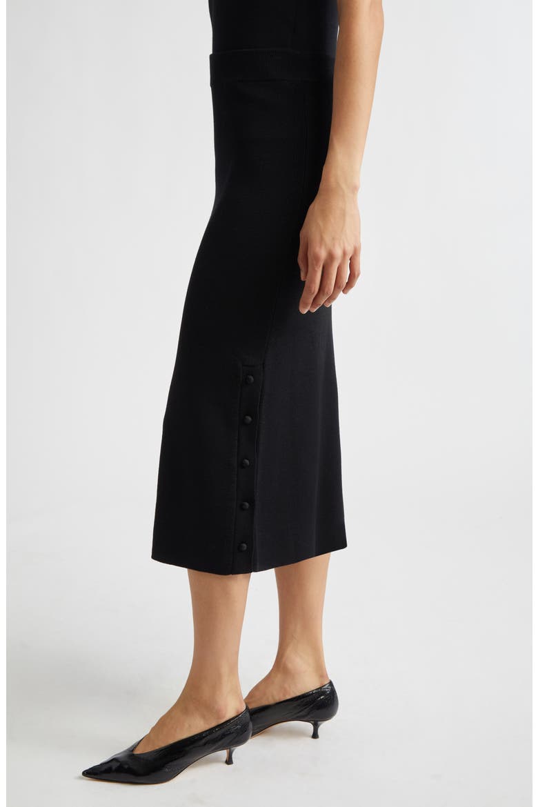Merino Wool Midi Skirt, Alternate, color, BLACK