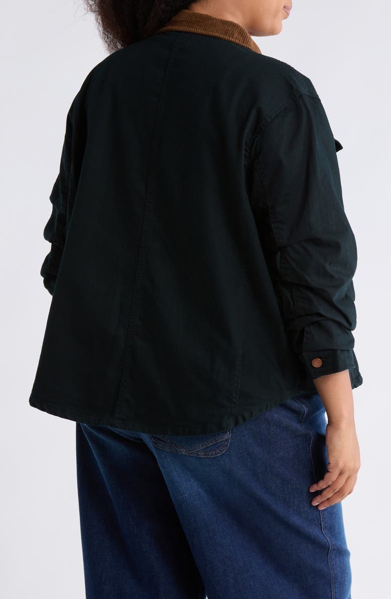 Democracy Ruched Sleeve Cotton Shirt Jacket, Alternate, color, Black