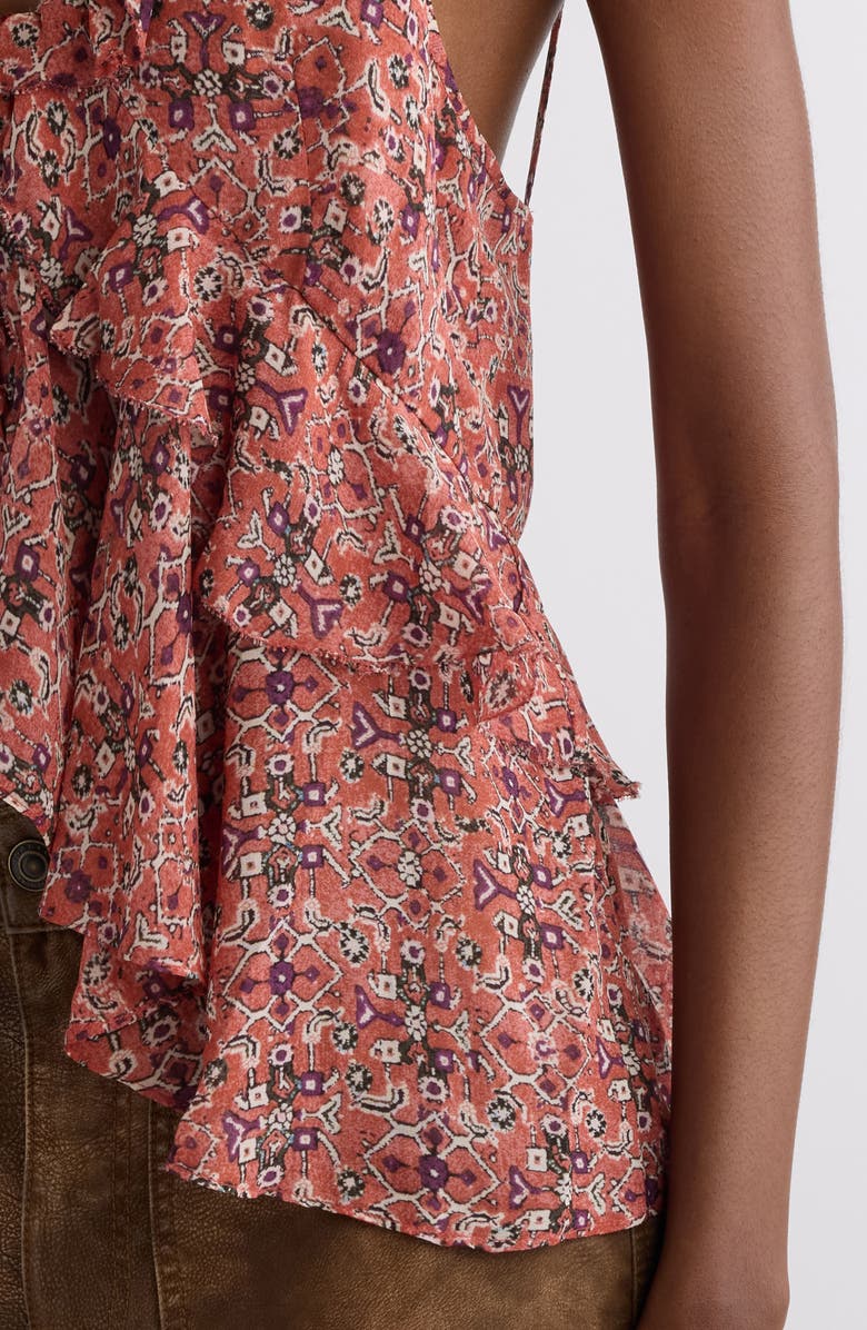 Isabel Marant Étoile Briara Handkerchief Ruffle Camisole, Alternate, color, Rust