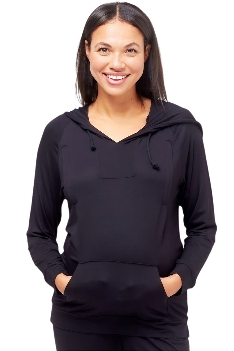Maternity Simone Maternity/Nursing Hoodie, Main, color, BLACK