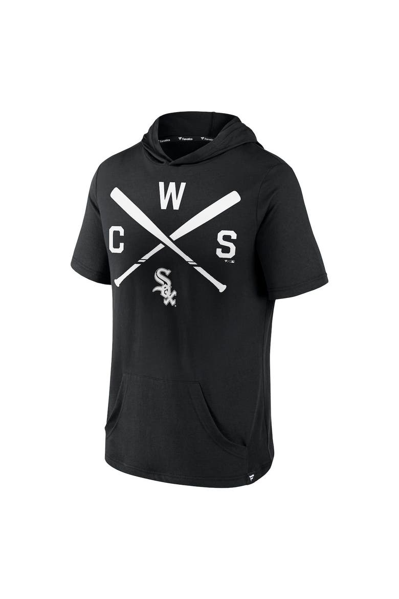 Men's Fanatics Branded Black Chicago White Sox Iconic Rebel Short Sleeve Pullover Hoodie, Alternate, color, Black