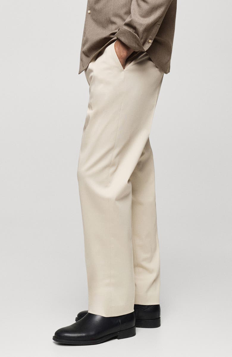 MANGO Pleated Stretch Cotton Twill Pants, Alternate, color, 