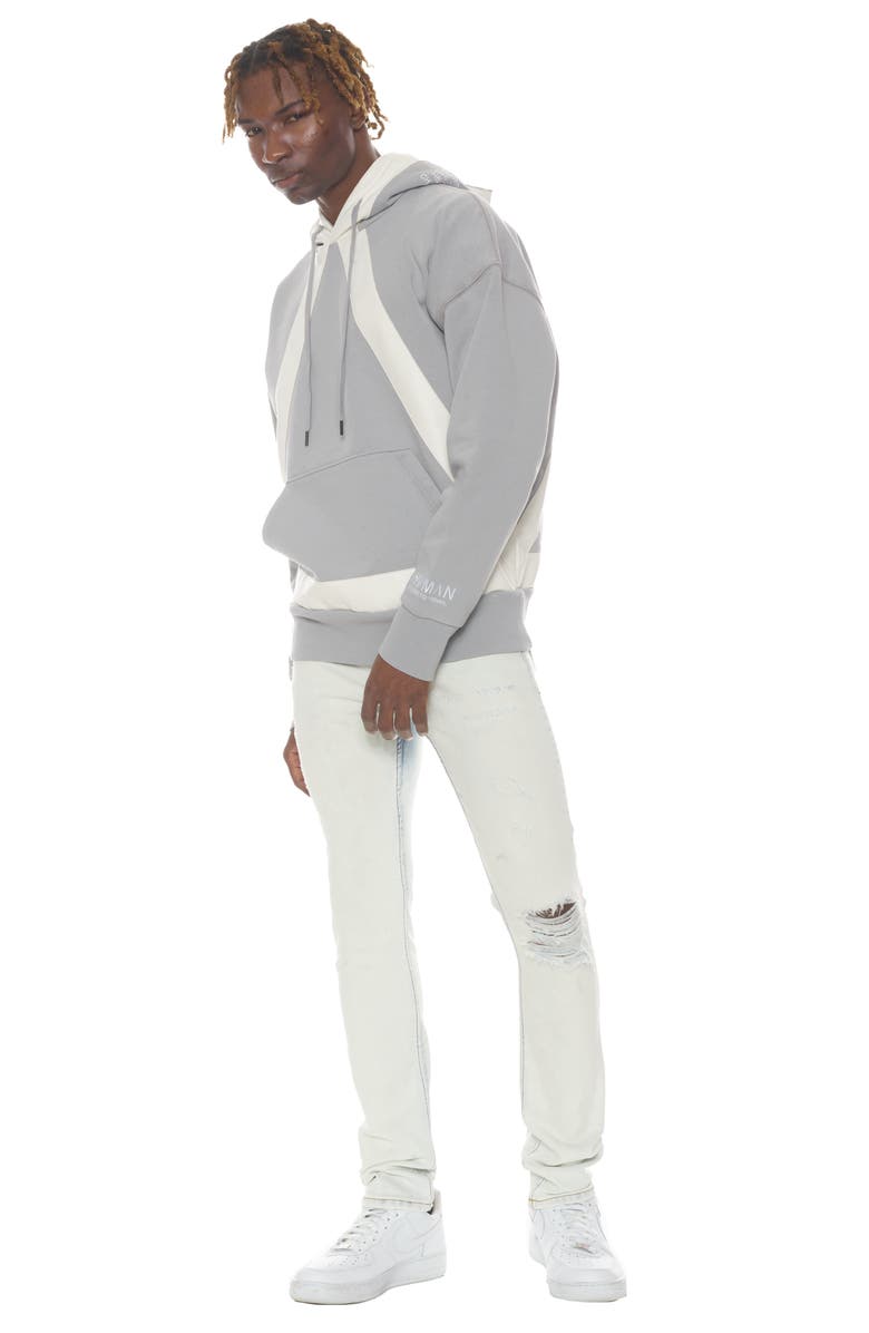 HVMAN Taped Cotton Hoodie, Alternate, color, Ghost Grey