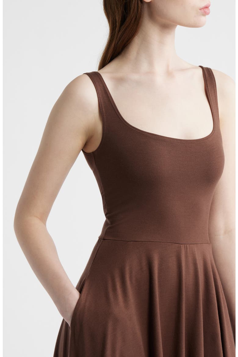 Rou Jersey Midi Dress, Alternate, color, CAFE